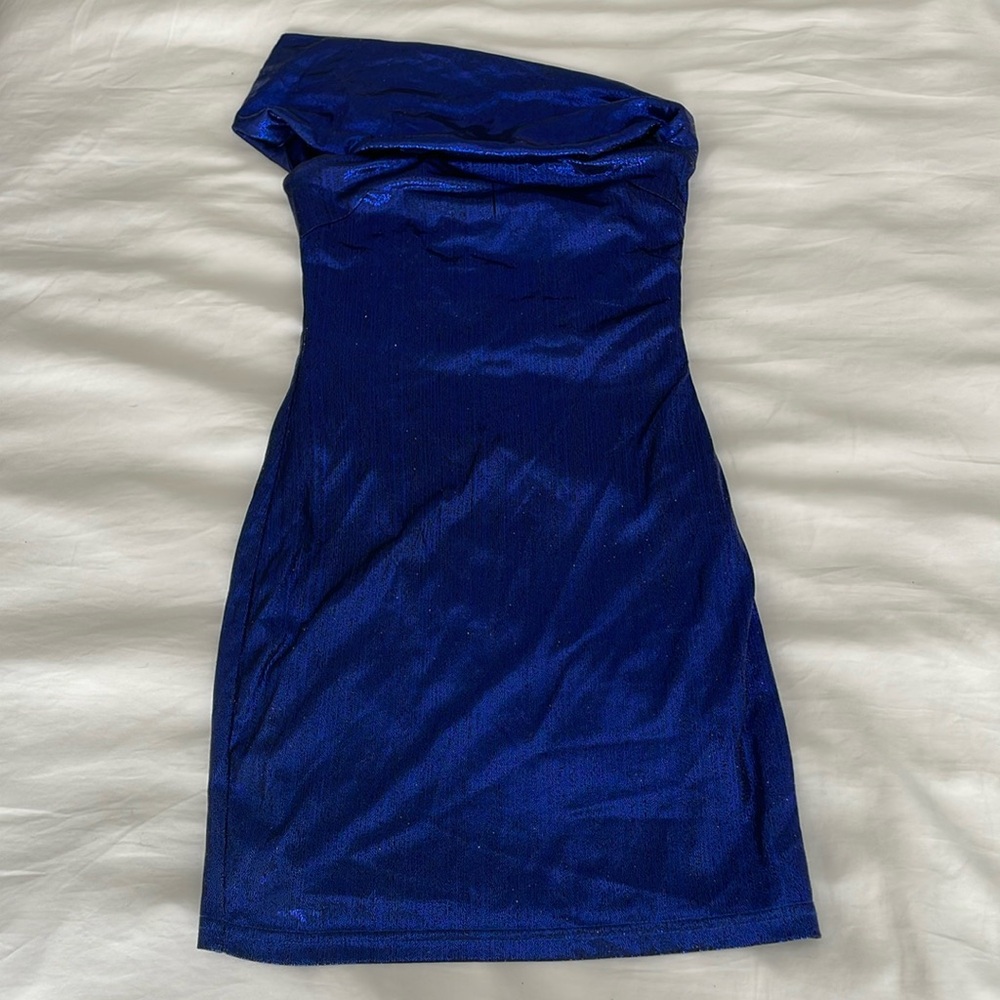 Superdown Blue Metallic Cocktail Dress